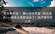 我本来不信 ｜ 糖心在线观看 - 刚点进去——原来大家都误会了！我不替任何人洗
