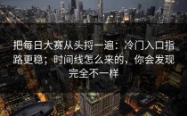 把每日大赛从头捋一遍：冷门入口指路更稳；时间线怎么来的，你会发现完全不一样